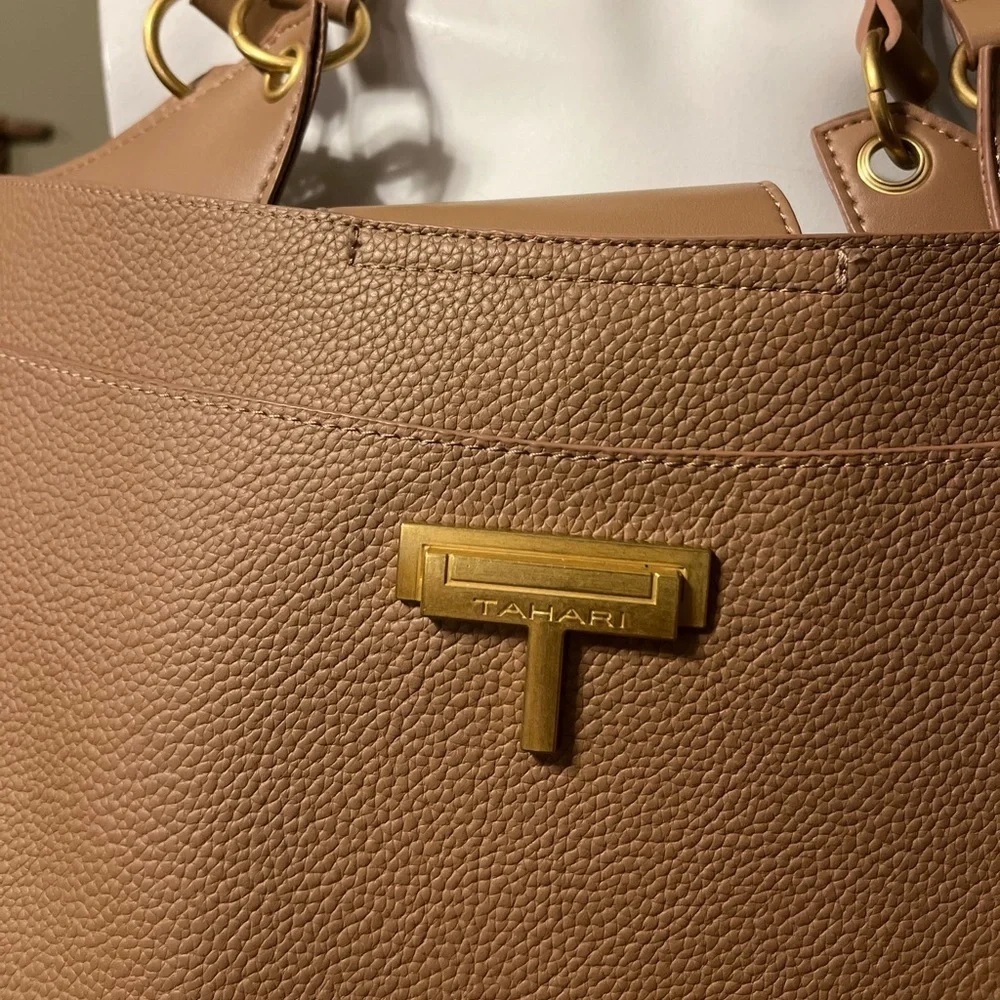 Tahari Tan Tote Bag - Picture 5 of 5